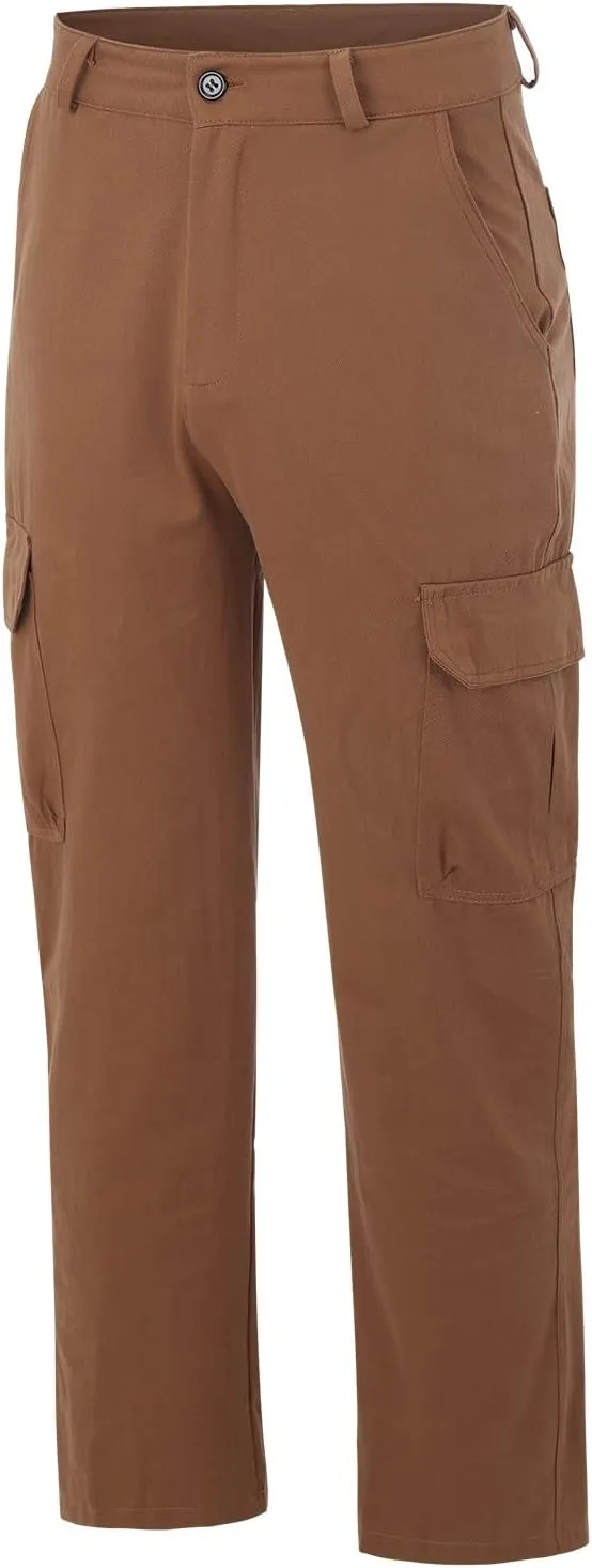 Mens Big and Tall Flat Front Work Office Pants Trousers Fast Dry Stretch Cargo Pants with Pockers Golf Sweatpants