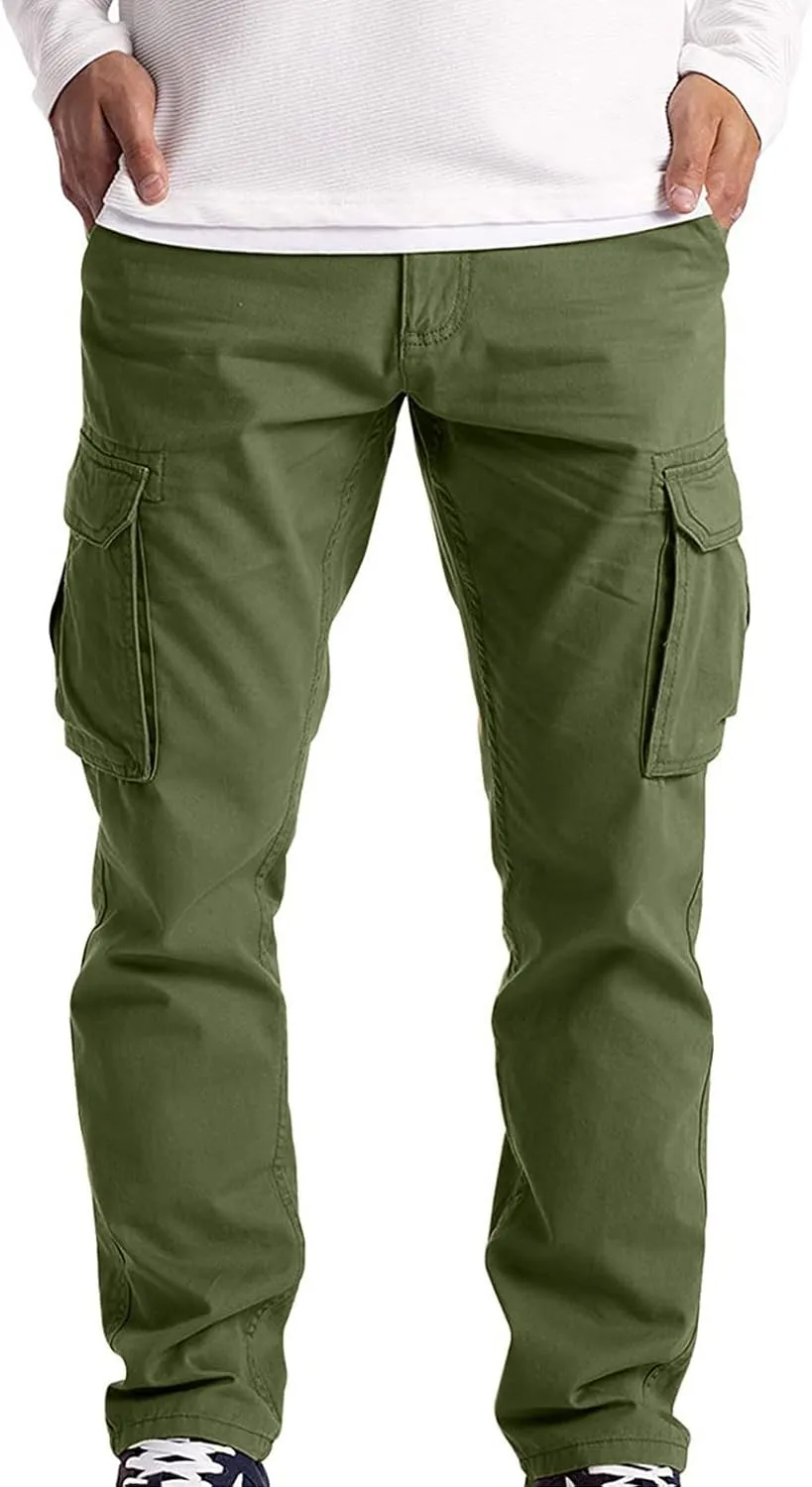 Mens Big and Tall Flat Front Work Office Pants Trousers Fast Dry Stretch Cargo Pants with Pockers Golf Sweatpants