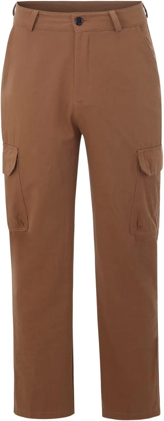 Mens Big and Tall Flat Front Work Office Pants Trousers Fast Dry Stretch Cargo Pants with Pockers Golf Sweatpants