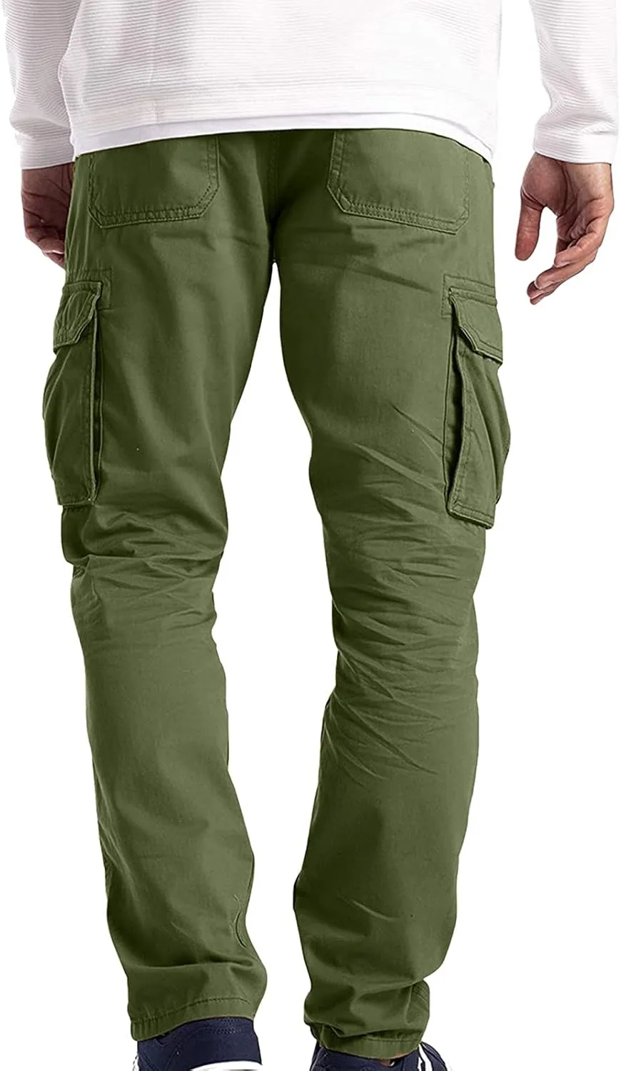 Mens Big and Tall Flat Front Work Office Pants Trousers Fast Dry Stretch Cargo Pants with Pockers Golf Sweatpants