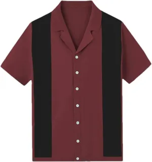 Men's Business Patchwork Knitted Polo Shirts Button-Down Vintage Short Sleeve Knitwear Tops