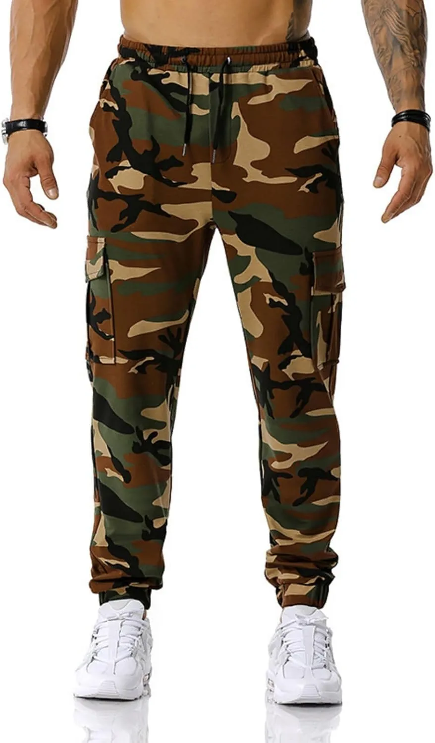 Mens Camo Joggers Sweatpants Stretch Casual Slim Fit Trendy Lightweight Cargo Pants Outdoor Training Athletic Trousers
