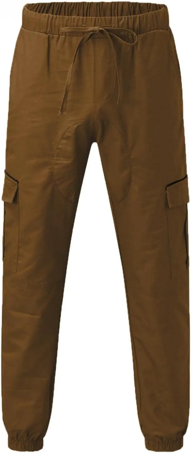 Mens Cargo Pants Casual Joggers Pants Stretchy Drawstring Sweatpants Cotton Chino Pants Slim Fit Gym Workout Pants Fall