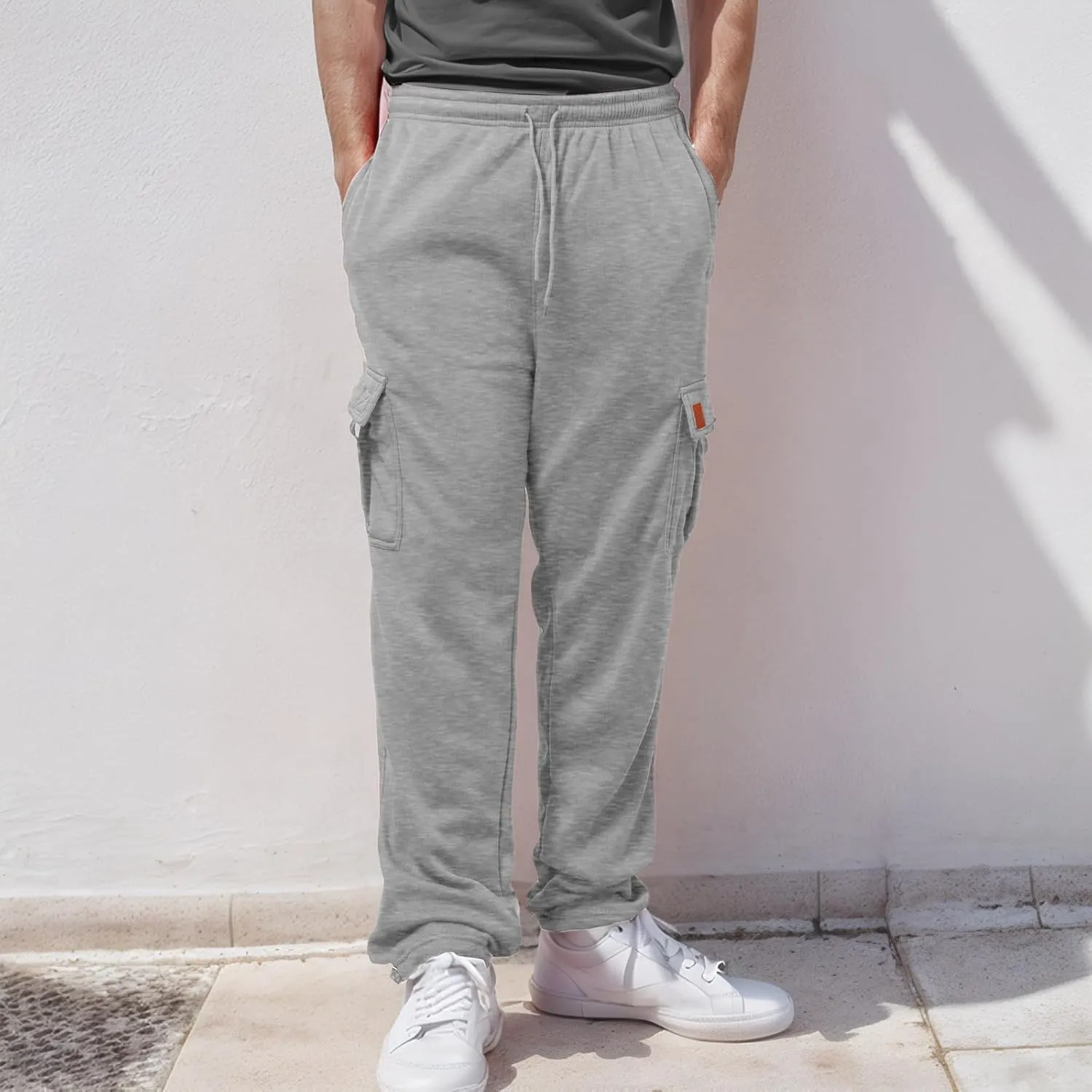 Men's Casual Cargo Pants Hiking Pants Elastic Waist Drawstring Stretch Joggers Sweatpants Athletic Pants Overalls