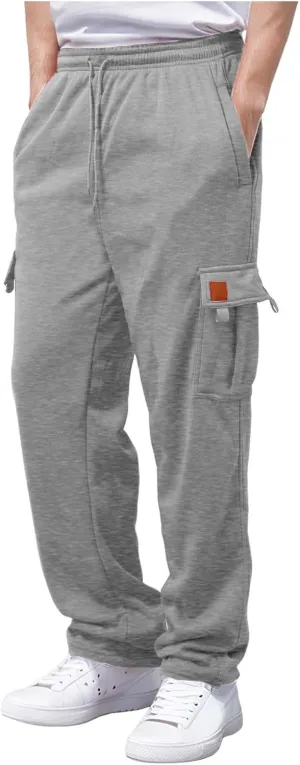 Men's Casual Cargo Pants Hiking Pants Elastic Waist Drawstring Stretch Joggers Sweatpants Athletic Pants Overalls
