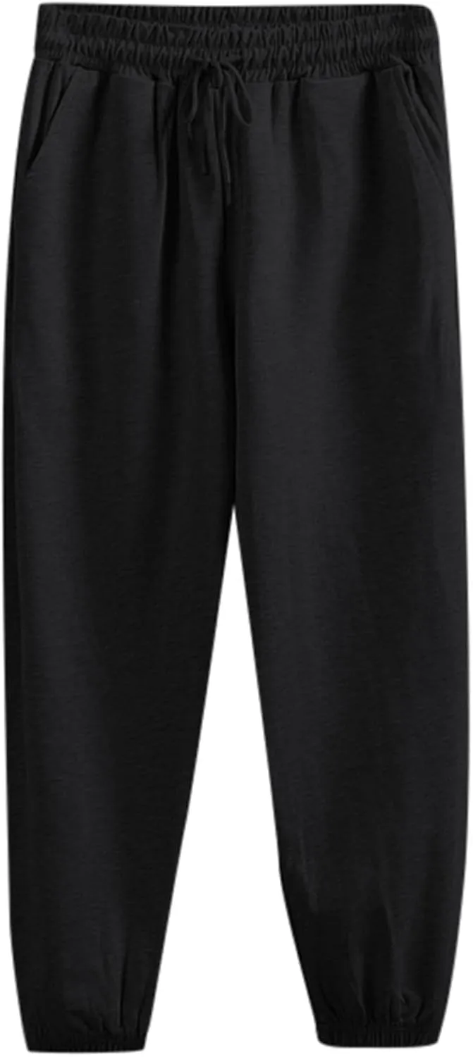 Mens Casual Work Trousers Cotton Loose Straight Sweatpants Fashion Tapered Track Pants Stretch Athletic Joggers