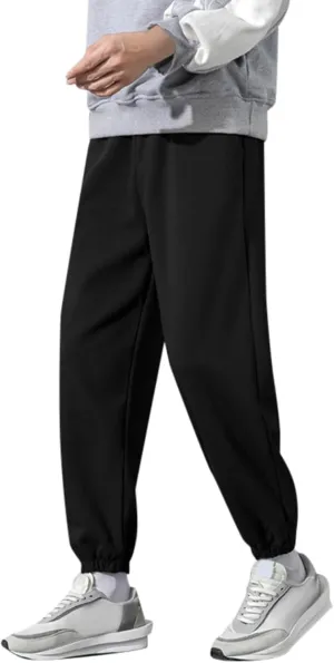 Mens Casual Work Trousers Cotton Loose Straight Sweatpants Fashion Tapered Track Pants Stretch Athletic Joggers