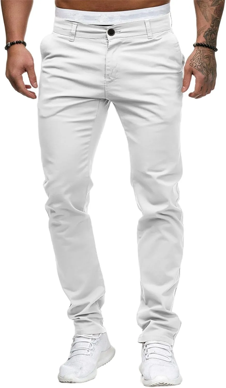 Mens Chinos Pants Skinny Flat Front Joggers Dress Pants Slim Fit Workout Pants for Men Sweatpants Hiking Pants