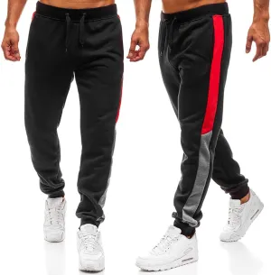 Mens Drawstring Athletic Sport Joggers Sweatpants Tall Striped with Pockets Workout Training Lounge Pants