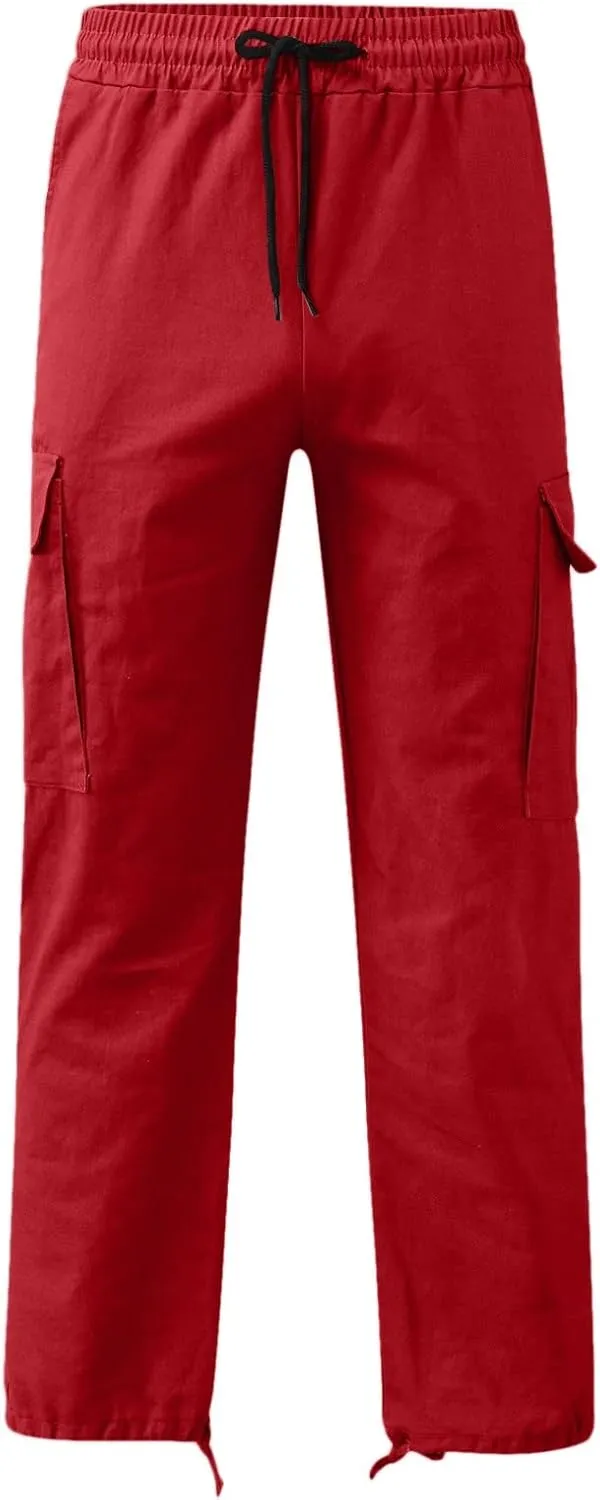 Men's Fashion Cotton Loose Straight Sweatpants with Pockets Drawstring Joggers Fast Dry Trousers Athletic Pants