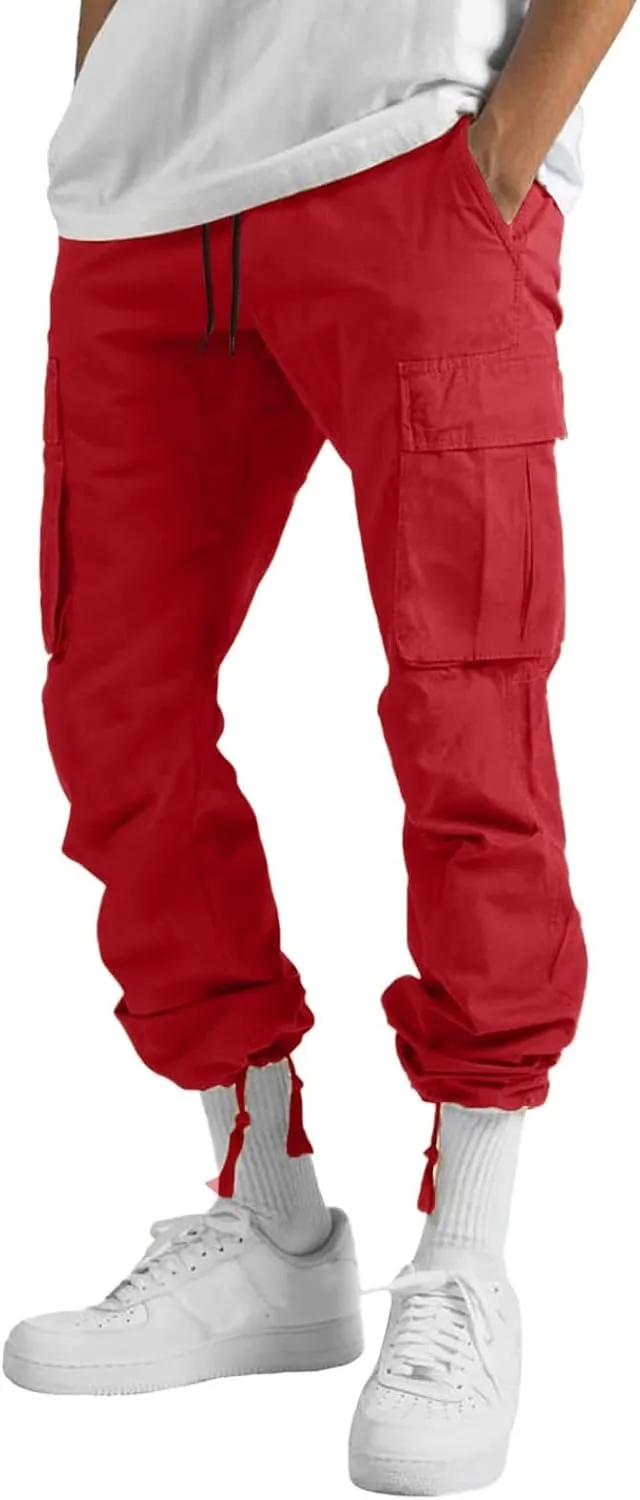 Men's Fashion Cotton Loose Straight Sweatpants with Pockets Drawstring Joggers Fast Dry Trousers Athletic Pants