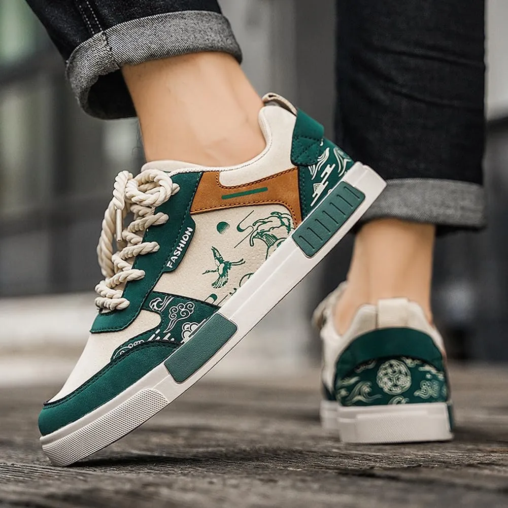 Men's Fashion Suede Low Top Flats Sneakers Casual Walking Skate Shoes