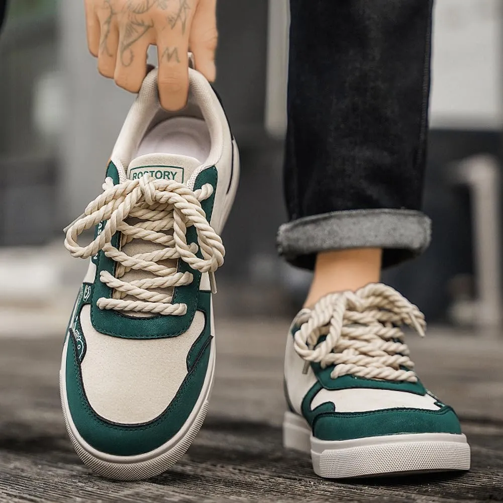 Men's Fashion Suede Low Top Flats Sneakers Casual Walking Skate Shoes