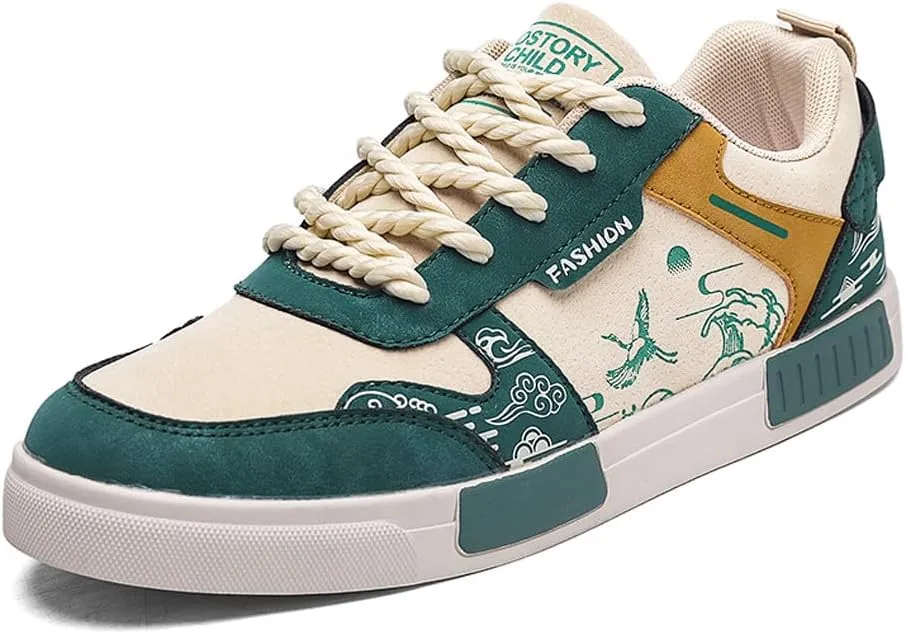 Men's Fashion Suede Low Top Flats Sneakers Casual Walking Skate Shoes