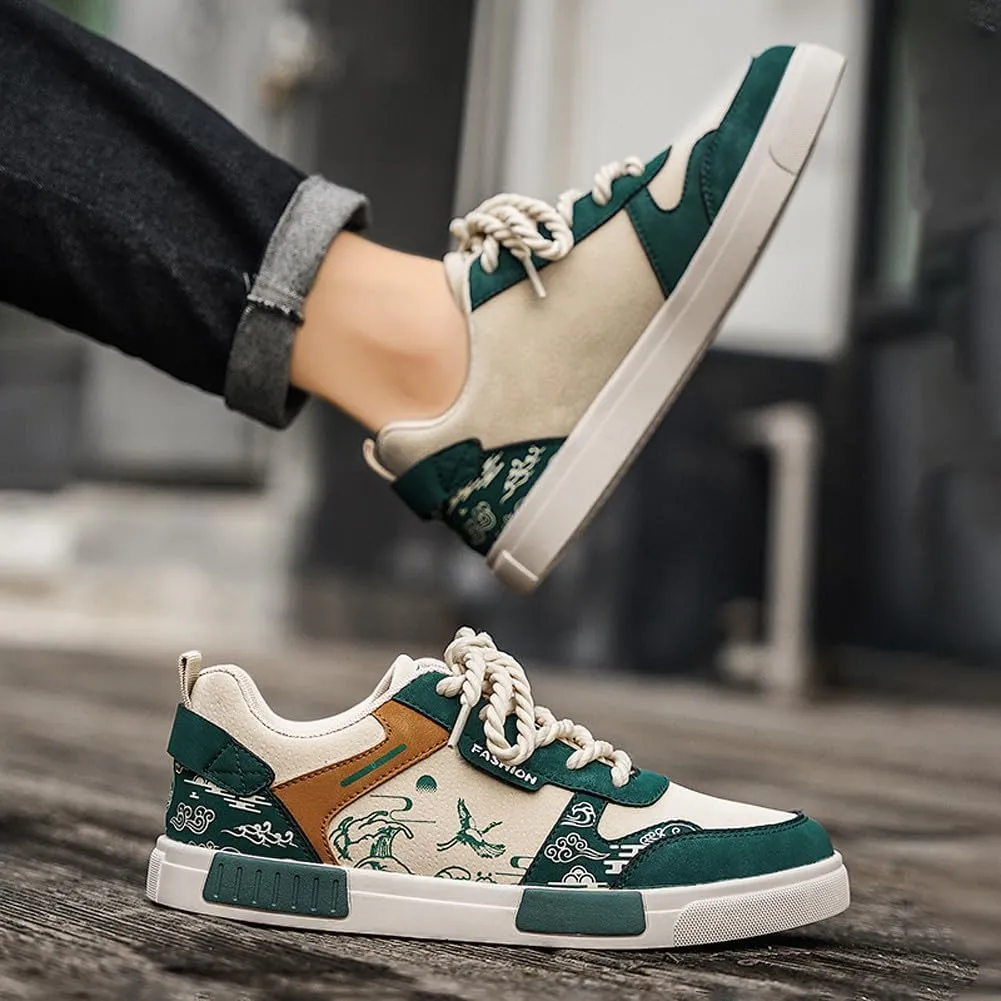 Men's Fashion Suede Low Top Flats Sneakers Casual Walking Skate Shoes