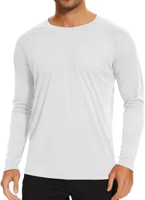 Men's Ice Silk Long Sleeve Shirts Quick Drying Breathable Undershirt Round Neck Sun Protection T-Shirt