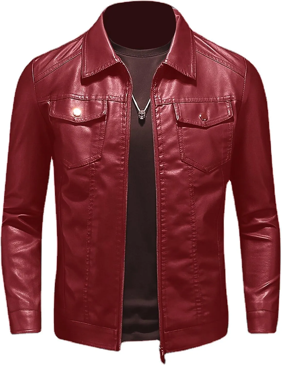 Mens Leather Jackets Casual Faux Leather Motorcycle Jacket Biker Vintage Outwear