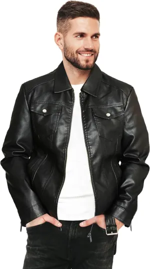 Mens Leather Jackets Casual Faux Leather Motorcycle Jacket Biker Vintage Outwear