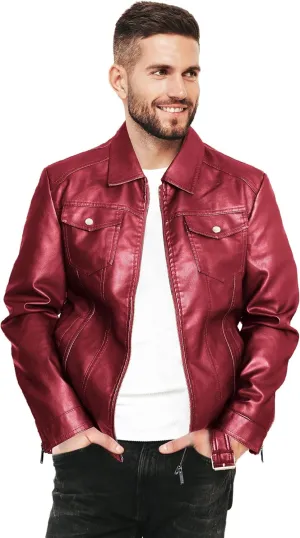 Mens Leather Jackets Casual Faux Leather Motorcycle Jacket Biker Vintage Outwear