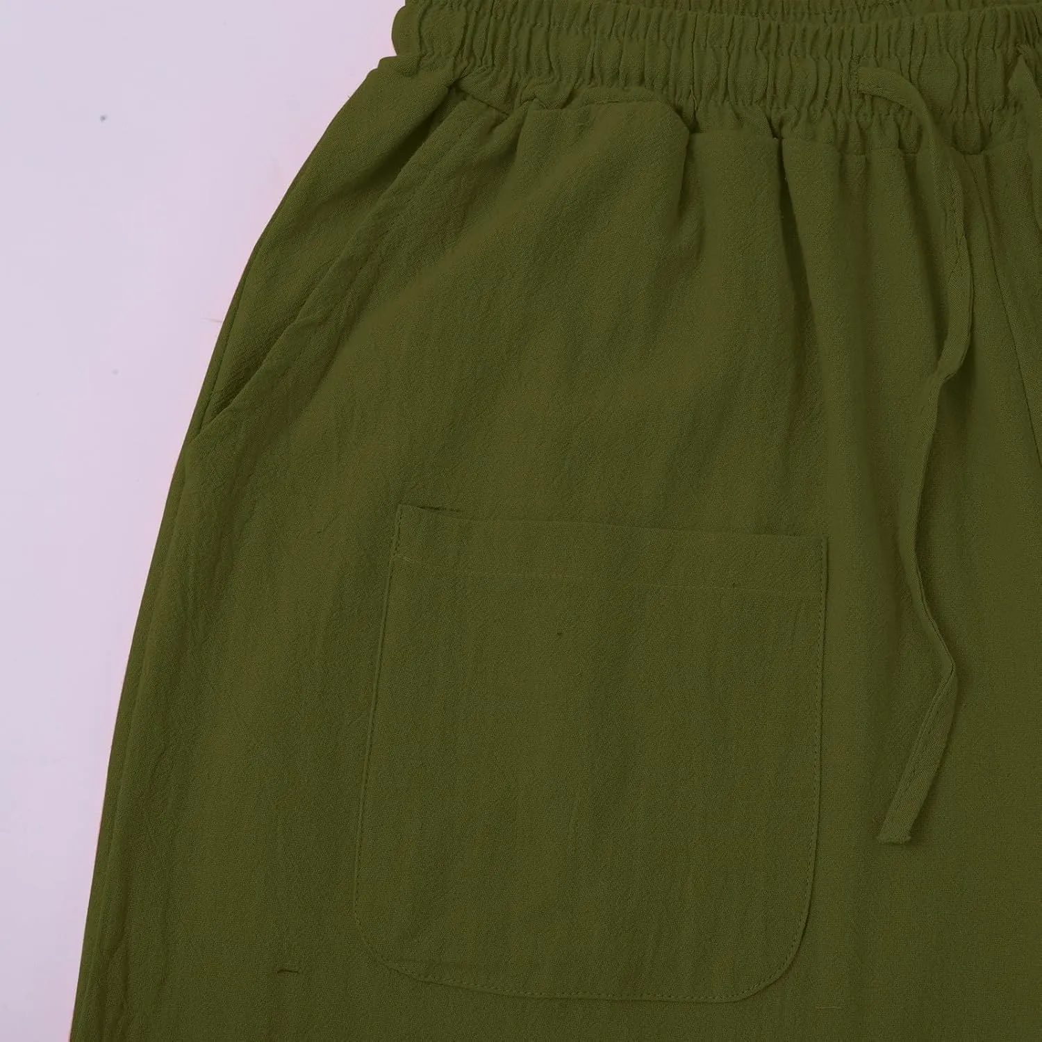 Men's Linen Pants with Pockets Lightweight Plain Casual Slacks Summer Outdoor Vacation Beach Trousers Open Bottom