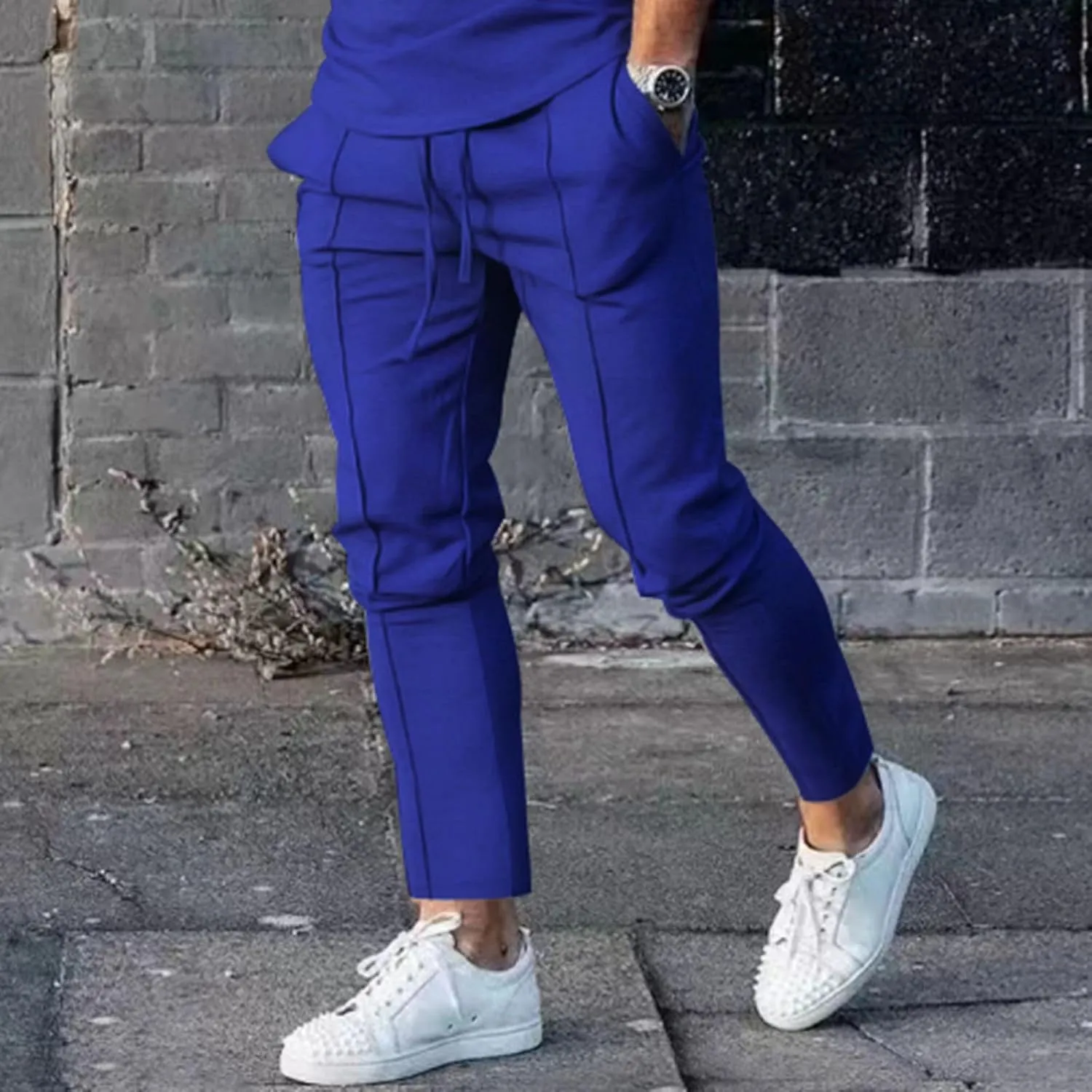 Men's Pleated Baggy Pants Casual Cotton Drawstring Pants Streetwear Lightweight Hiking Pants for Active Adventures