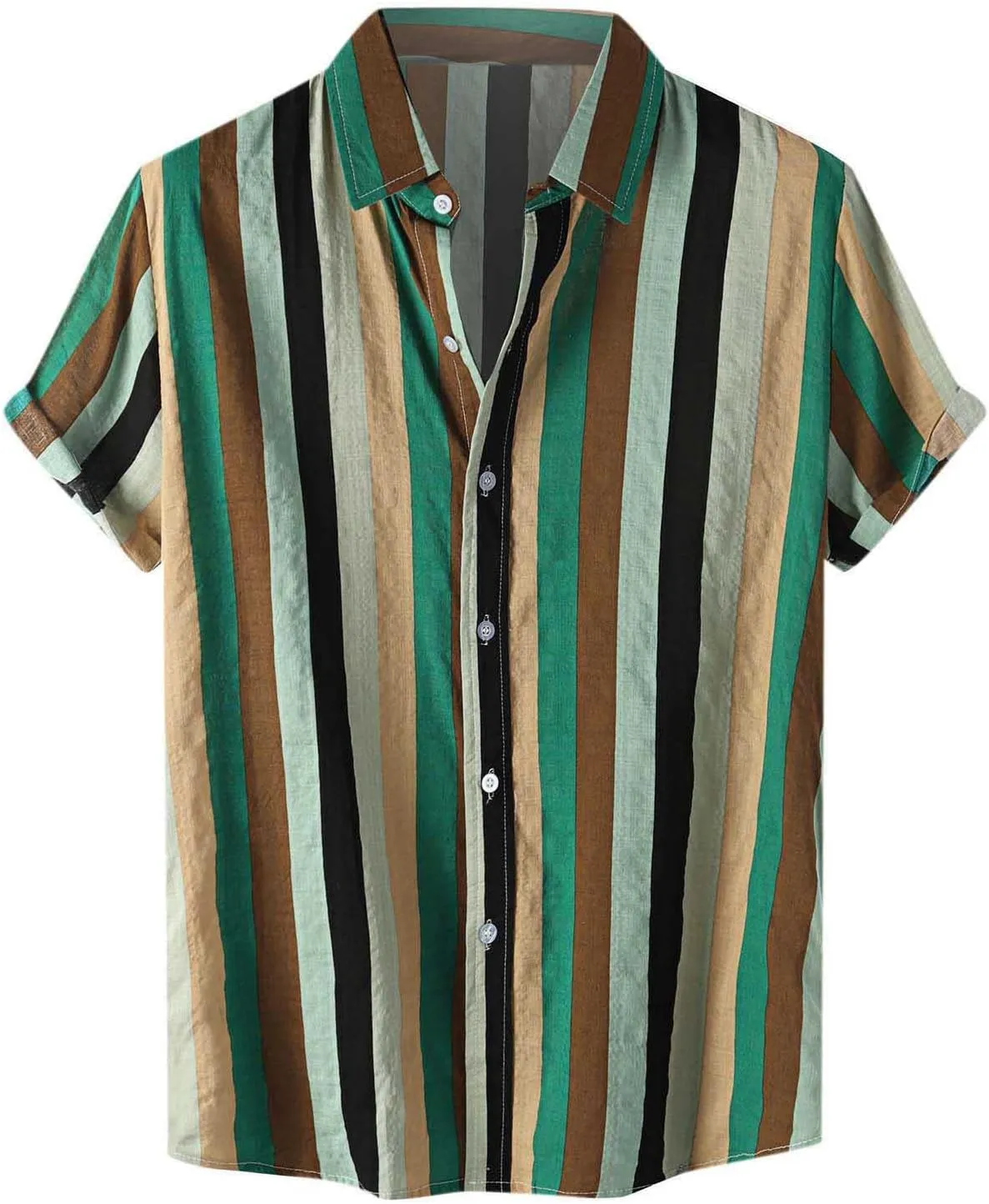Men's Short Sleeve Button Down Hawaiian Shirts Summer Fashion Striped Bowling Shirt Casual Dress Going Out Camp Tops