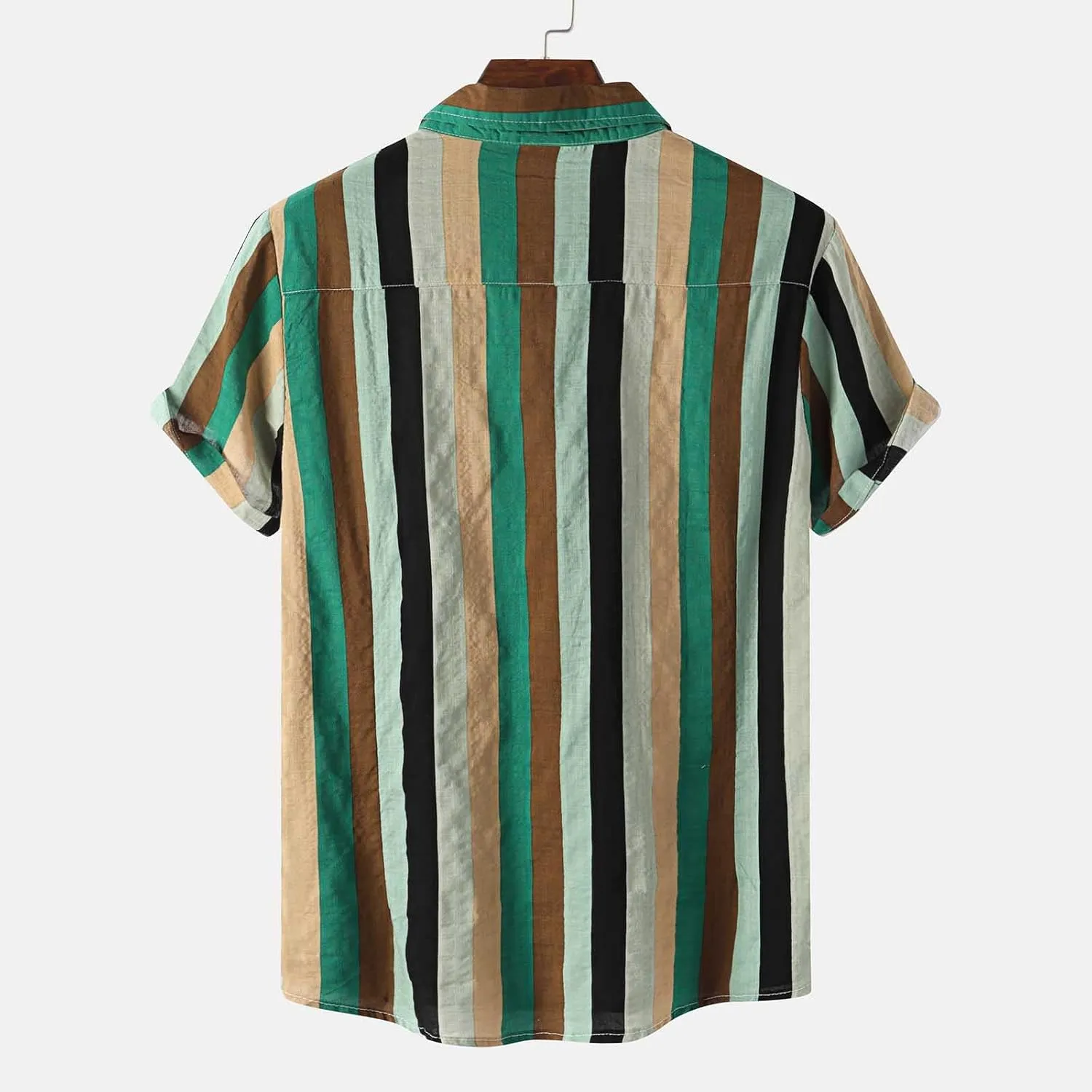 Men's Short Sleeve Button Down Hawaiian Shirts Summer Fashion Striped Bowling Shirt Casual Dress Going Out Camp Tops