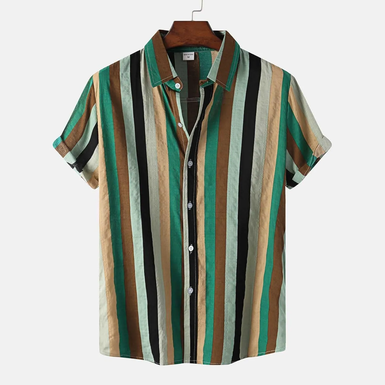 Men's Short Sleeve Button Down Hawaiian Shirts Summer Fashion Striped Bowling Shirt Casual Dress Going Out Camp Tops