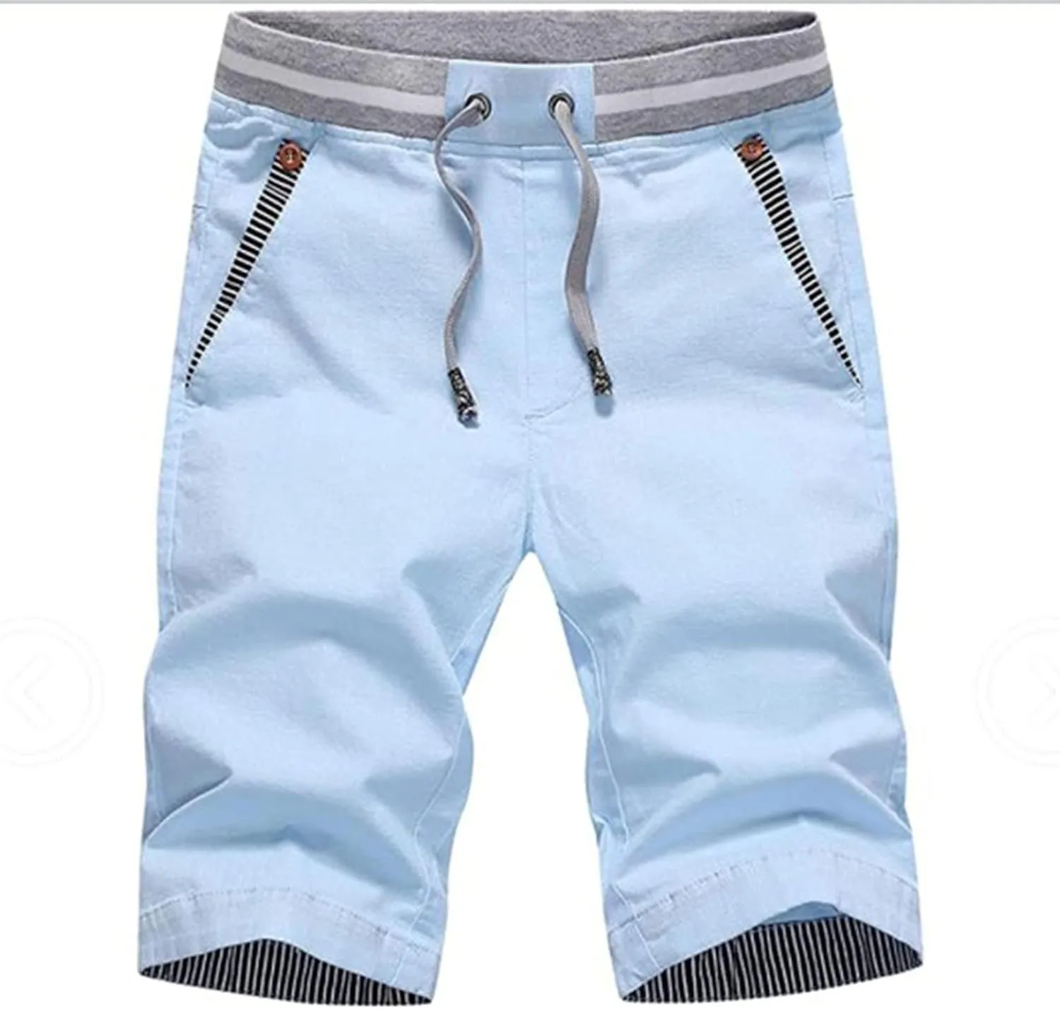Men's Shorts Summer Casual Drawstring Elastic Waist Outdoor Sport Stretch Slim Fit Chino Shorts with Pocket