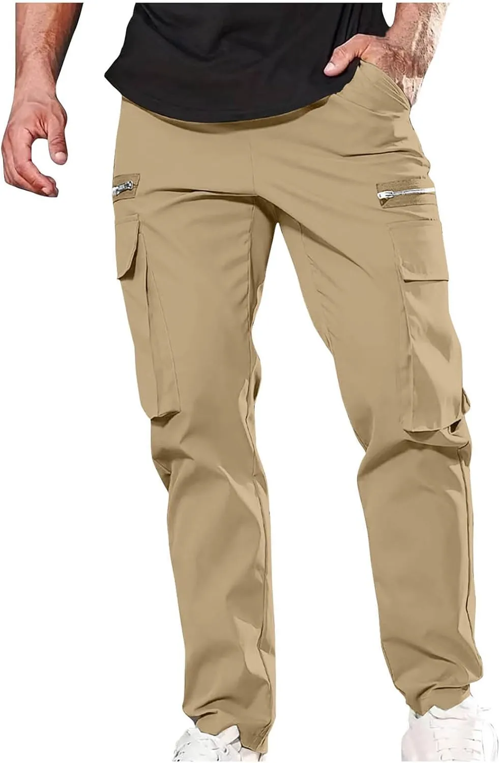 Mens Slim Fit Hiking Cargo Pants Tactical Pants Multiple Pockets Outdoor Straight Leg Trousers Casual Sweatpants