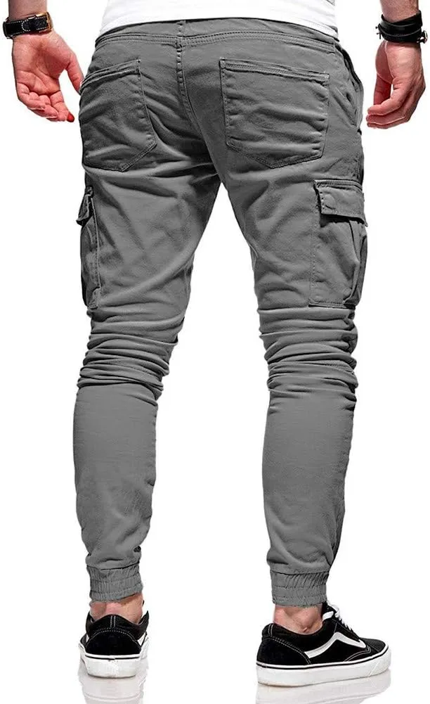 Mens Sweatpants Heavyweight Fleece Cargo Sweatpants Stretch Elastic Running Athletic Sports Pants Casual Straight-Leg