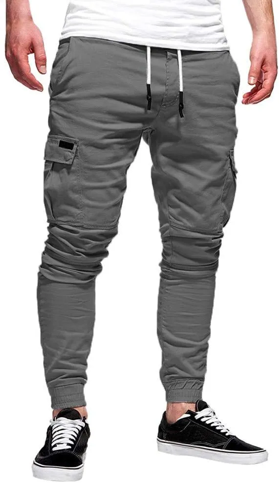 Mens Sweatpants Heavyweight Fleece Cargo Sweatpants Stretch Elastic Running Athletic Sports Pants Casual Straight-Leg