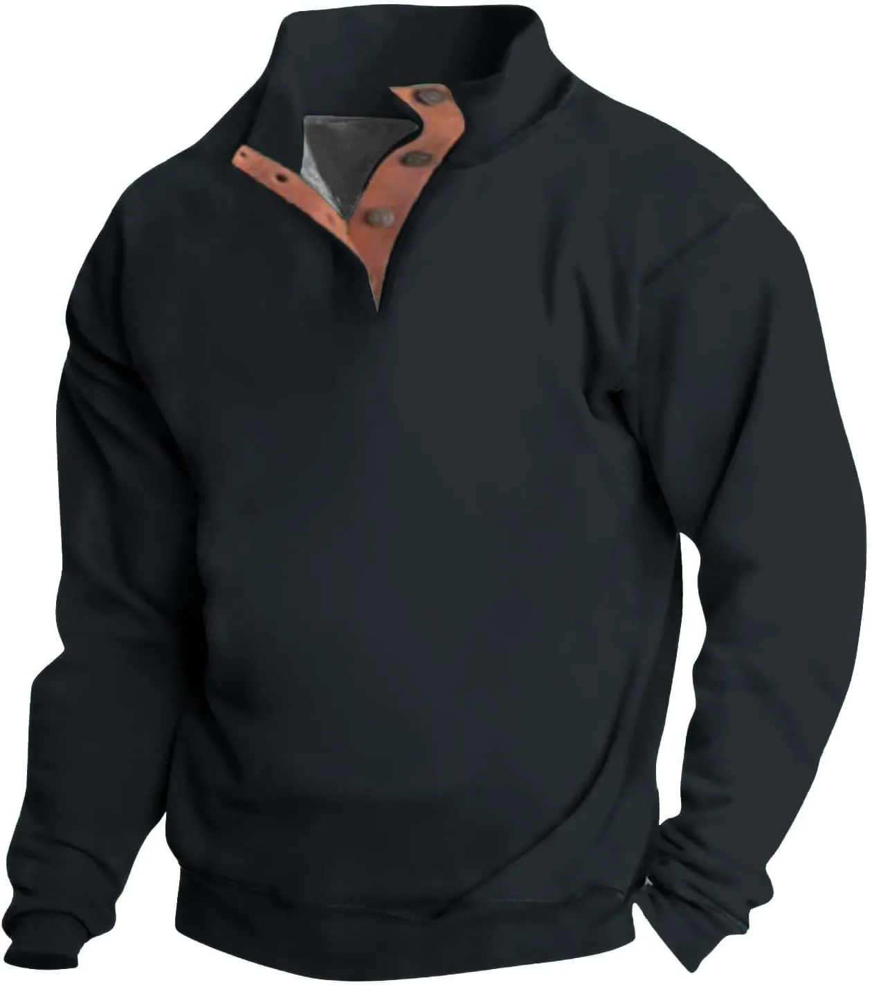 Mens Sweatshirt Winter Outdoor Casual Vintage Sweater Cotton Sweatshirts For Men Winter 1/4 Button Collar Pullover