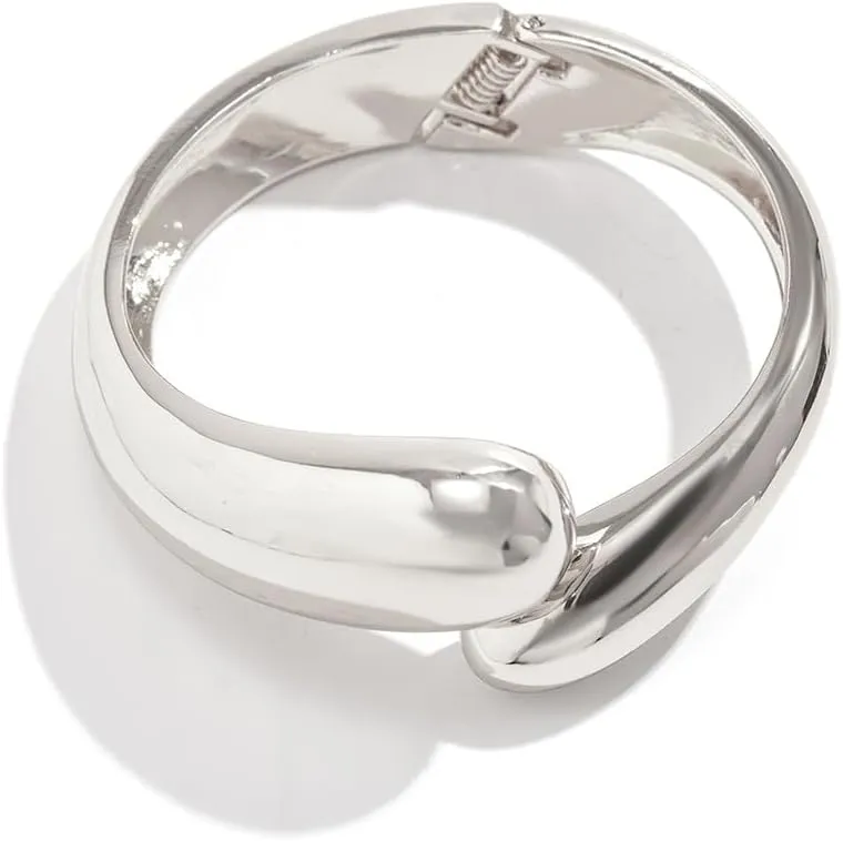 Metal Wide Chunky Bangle Bracelets Geometric For Women Minimalist Cuff Wrist Open Bangles 18k Gold Plated Bracelet Waterdrop Wrist Cuff Bracelet Stretchable Irregular Twisted Womens Bangles
