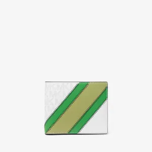 Michael Kors Cooper Logo and Faux Leather Billfold Wallet, white/green