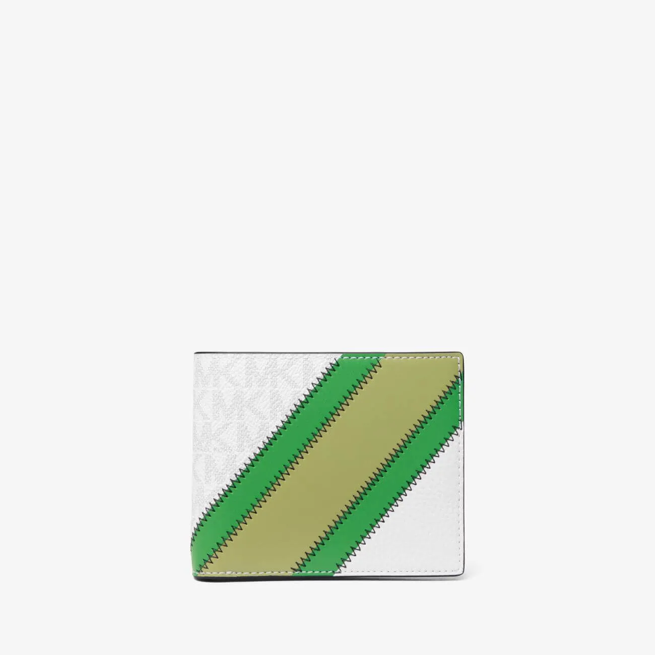 Michael Kors Cooper Logo and Faux Leather Billfold Wallet, white/green