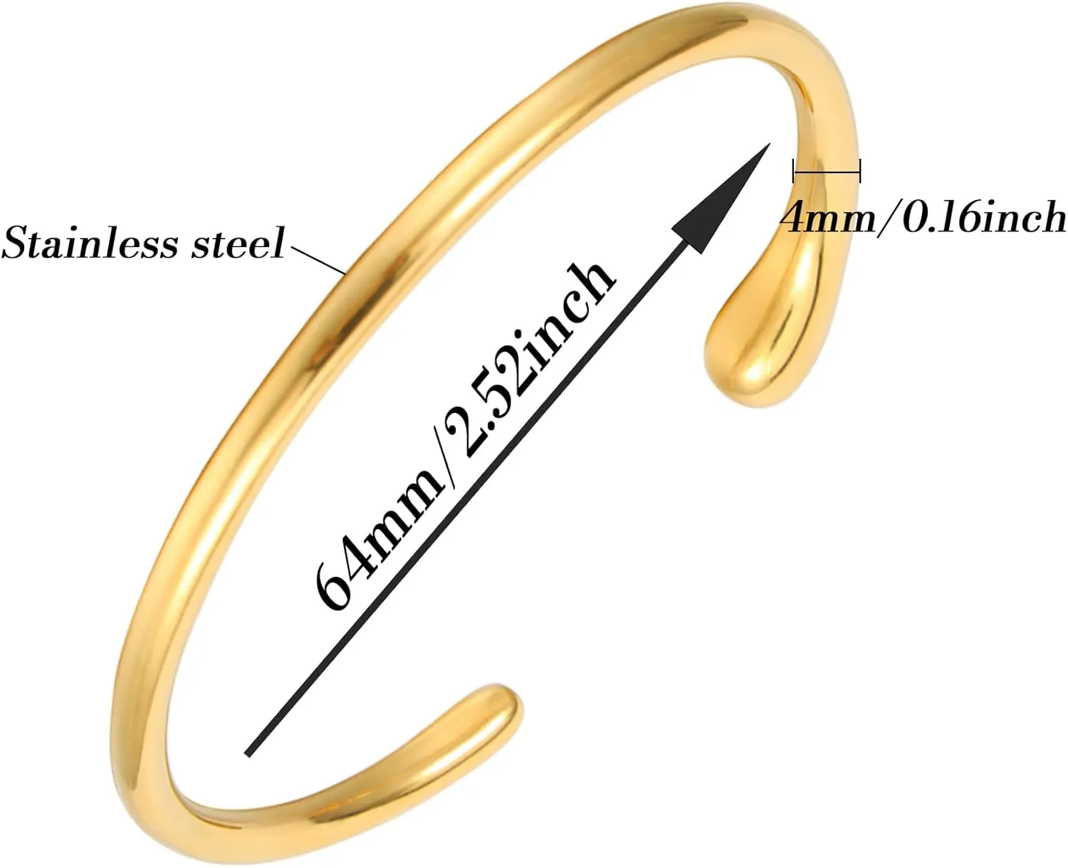 MILAKOO Irregular Bangle Bracelet for Women Stainless Steel Minimalist Statement Jewelry Teardrop Cuff