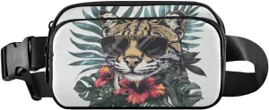 Mini Belt Bag Waist Packs Waist Pouch Crossbody Bags Ocelot in Sunglasses for Workout Running Travelling Hiking