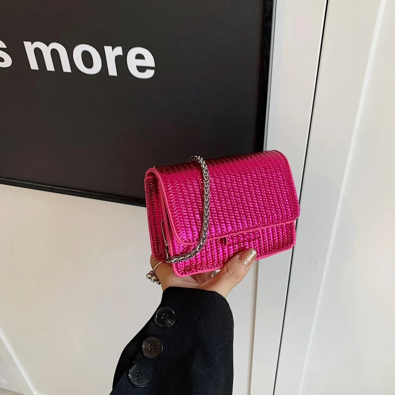 Mini Crossbody Bags for Women Metallic Y2k Mini Purse with Chain Shoulder Strap Designer Evening Handbag Clutch