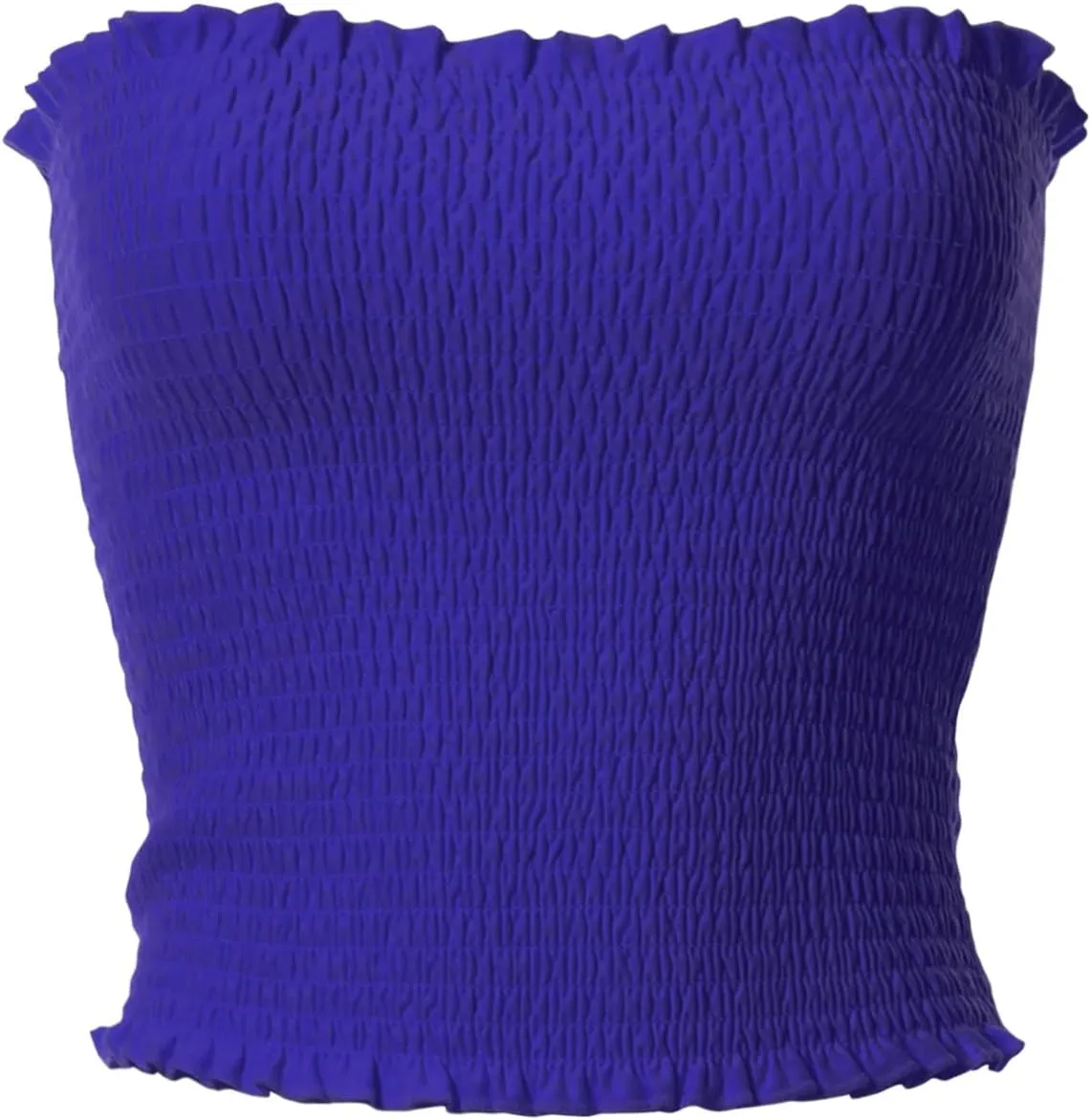 MixMatchy Women's Ruffled Smocking Crop Tube Tops Summer Casual Bandeau Top