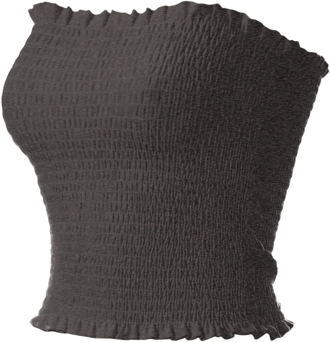 MixMatchy Women's Ruffled Smocking Crop Tube Tops Summer Casual Bandeau Top