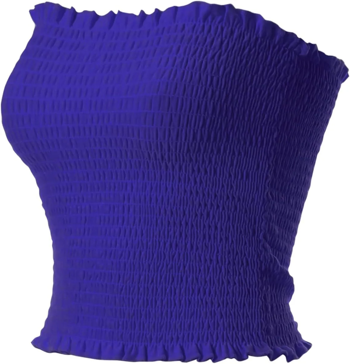 MixMatchy Women's Ruffled Smocking Crop Tube Tops Summer Casual Bandeau Top