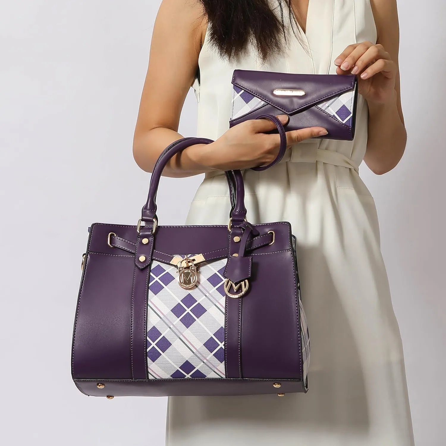 MKF Collection Tote Bag for Women, Vegan Leather Top-Handle Crossbody Satchel & Wristlet Wallet Purse Handbag