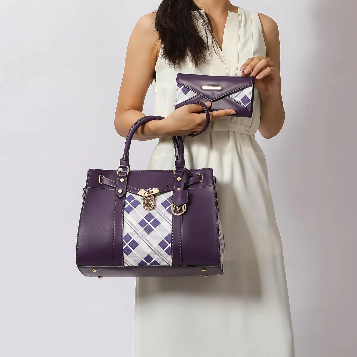 MKF Collection Tote Bag for Women, Vegan Leather Top-Handle Crossbody Satchel & Wristlet Wallet Purse Handbag