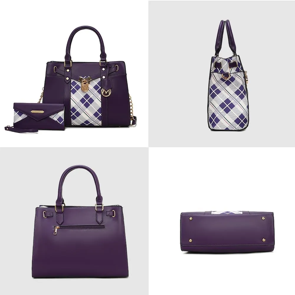 MKF Collection Tote Bag for Women, Vegan Leather Top-Handle Crossbody Satchel & Wristlet Wallet Purse Handbag