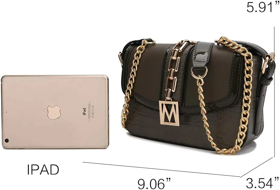 MKF Crossbody Bag for Women  PU Leather Lady Pocketbook Handbag  Side Messenger Purse, Shoulder Chain Strap