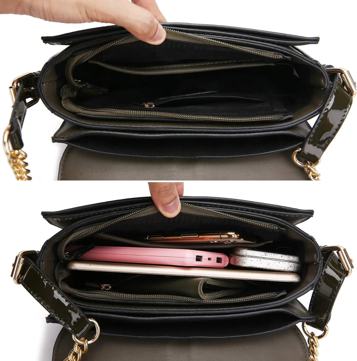MKF Crossbody Bag for Women  PU Leather Lady Pocketbook Handbag  Side Messenger Purse, Shoulder Chain Strap