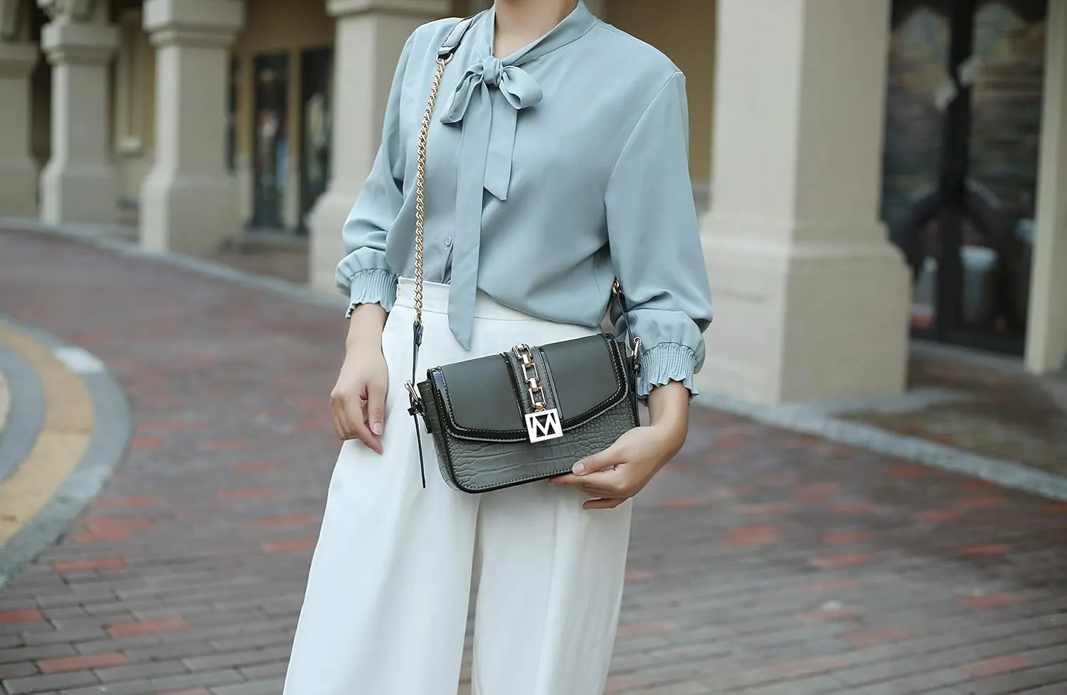 MKF Crossbody Bag for Women  PU Leather Lady Pocketbook Handbag  Side Messenger Purse, Shoulder Chain Strap
