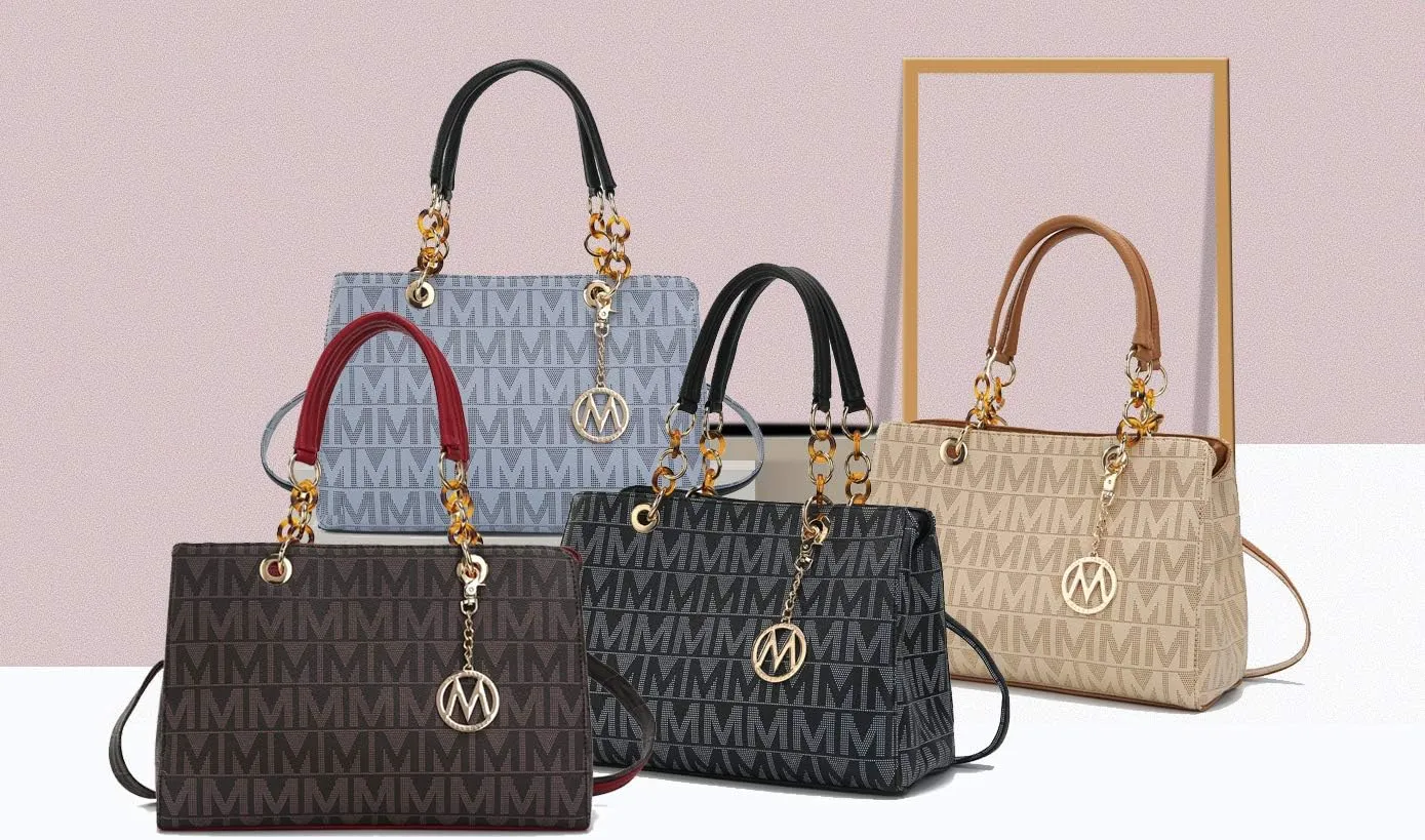 MKF Crossbody Satchel Tote Handbag for Women, Shoulder Bag Strap  PU Leather Pocketbook  Top Handle Woman Purse