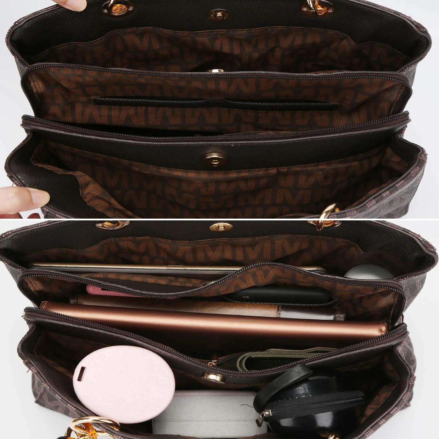 MKF Crossbody Satchel Tote Handbag for Women, Shoulder Bag Strap  PU Leather Pocketbook  Top Handle Woman Purse